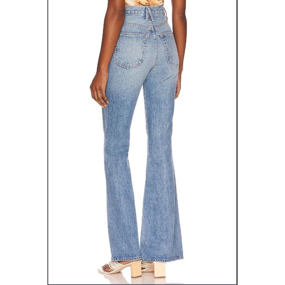 🆕 SLVRLAKE Indiana High Rise Super Flared Leg Jeans Monday Blue Sz 30 - Picture 3 of 9